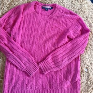 Vineyard Vines Cashmere Pink Crew Neck Cable Knit Sweater